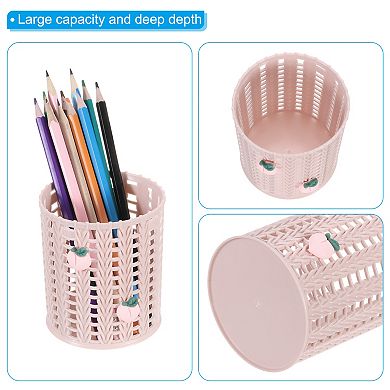 Pencil Holder, Plastic Pen Holder Cute Pencil Holders Peach Mesh