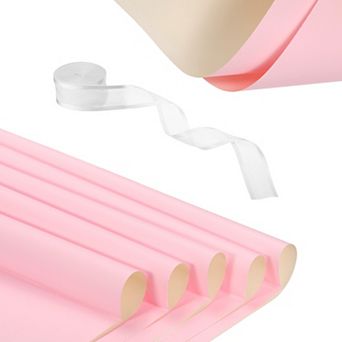 Flower Wrapping Paper, Waterproof with Ribbon Floral Bouquet Supplies for DIY Crafts Packaging