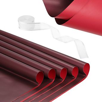 Flower Wrapping Paper, Waterproof with Ribbon Floral Bouquet Supplies for DIY Crafts Packaging