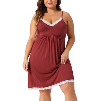 Women's Plus Size Lace Nightdress Strap Babydoll Chemise Nightgown Lingerie V Neck Pajama
