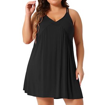 Women's Plus Size Nightgown Spaghetti Strap V Neck Sleeveless Racerback Sleepwear Chemise Nightdress