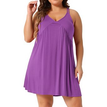 Women's Plus Size Nightgown Spaghetti Strap V Neck Sleeveless Racerback Sleepwear Chemise Nightdress