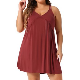 Women's Plus Size Nightgown Spaghetti Strap V Neck Sleeveless Racerback Sleepwear Chemise Nightdress