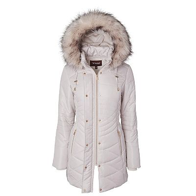 Quilted coat with fur lined hood clearance