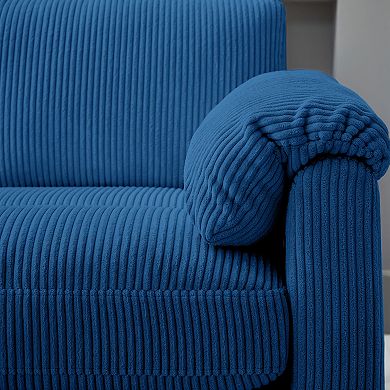 SERWALL Corduroy Sectional Sofas with a Removable Ottoman, L-shaped Reversible 4-seat Modular Couch