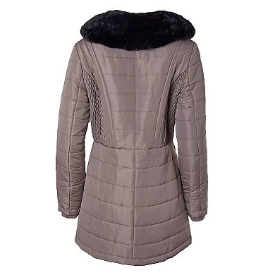 Sportoli Winter Coats for Women Hooded Quilted Puffer Jacket with Faux Fur Collar