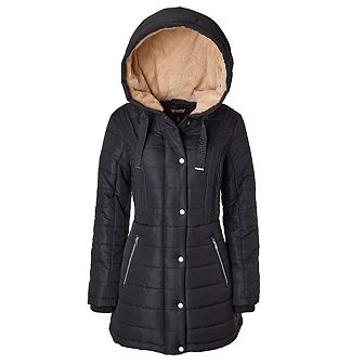 Winter Coats for Women Hooded Quilted Puffer Jacket with Faux Fur Collar