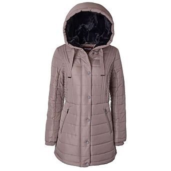 Winter Coats for Women Hooded Quilted Puffer Jacket with Faux Fur Collar