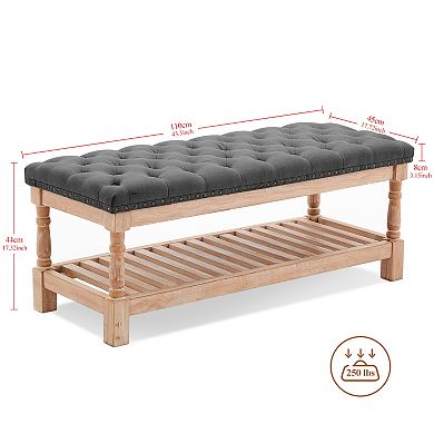 Upholstered Wood Bed Bench/Ottoman
