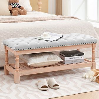 Upholstered Wood Bed Bench/Ottoman