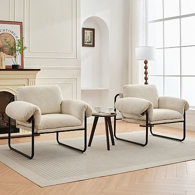 SERWALL Upholstered Accent Chair with Solid Metal Framework