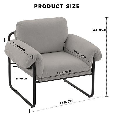 SERWALL Upholstered Accent Chair with Solid Metal Framework