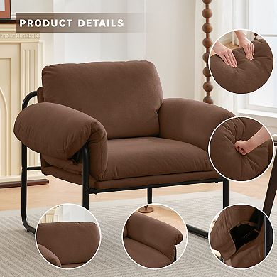 SERWALL Upholstered Accent Chair with Solid Metal Framework