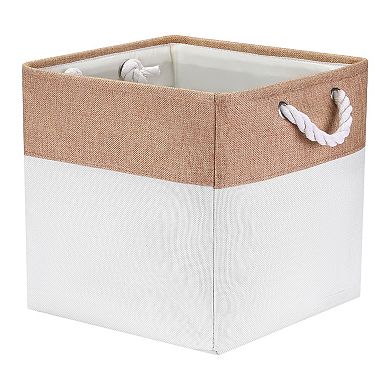 Square Fabric Collapsible Storage Basket Bin with Handle, Storage Cube for Shelves Closet Organizing
