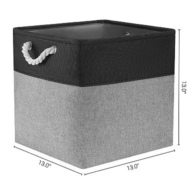 Square Fabric Collapsible Storage Basket Bin with Handle, Storage Cube for Shelves Closet Organizing