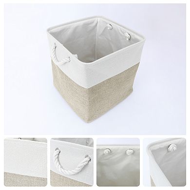 Square Fabric Collapsible Storage Basket Bin with Handle, Storage Cube for Shelves Closet Organizing