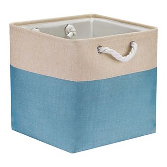 Square Fabric Collapsible Storage Basket Bin with Handle, Storage Cube for Shelves Closet Organizing