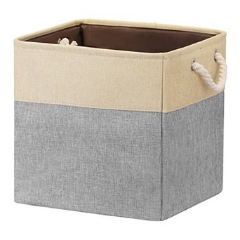 Square Fabric Collapsible Storage Basket Bin with Handle, Storage Cube for Shelves Closet Organizing