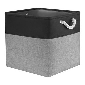 Square Fabric Collapsible Storage Basket Bin with Handle, Storage Cube for Shelves Closet Organizing