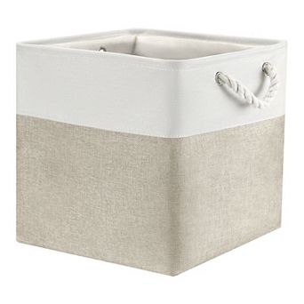 Square Fabric Collapsible Storage Basket Bin with Handle, Storage Cube for Shelves Closet Organizing