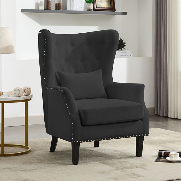 Charcoal wingback chair discount