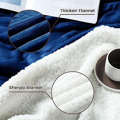 Flannel Sherpa Heated Blanket Queen,84"x90", 5 Heat Settings & Auto Shut-Off Timer Electric Blanket