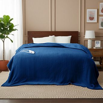 Flannel Sherpa Heated Blanket Queen,84"x90", 5 Heat Settings & Auto Shut-Off Timer Electric Blanket