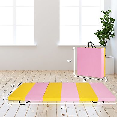6 Feet x 2 Feet  x 2.5 Inch 3-Fold Gymnastics Tumbling Fitness Mat