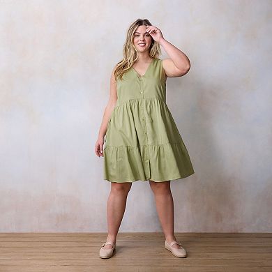 Plus Size LC Lauren Conrad Tiered Mini Swing Dress