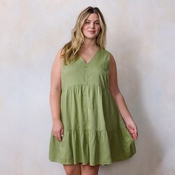 Plus Size LC Lauren Conrad Tiered Mini Swing Dress