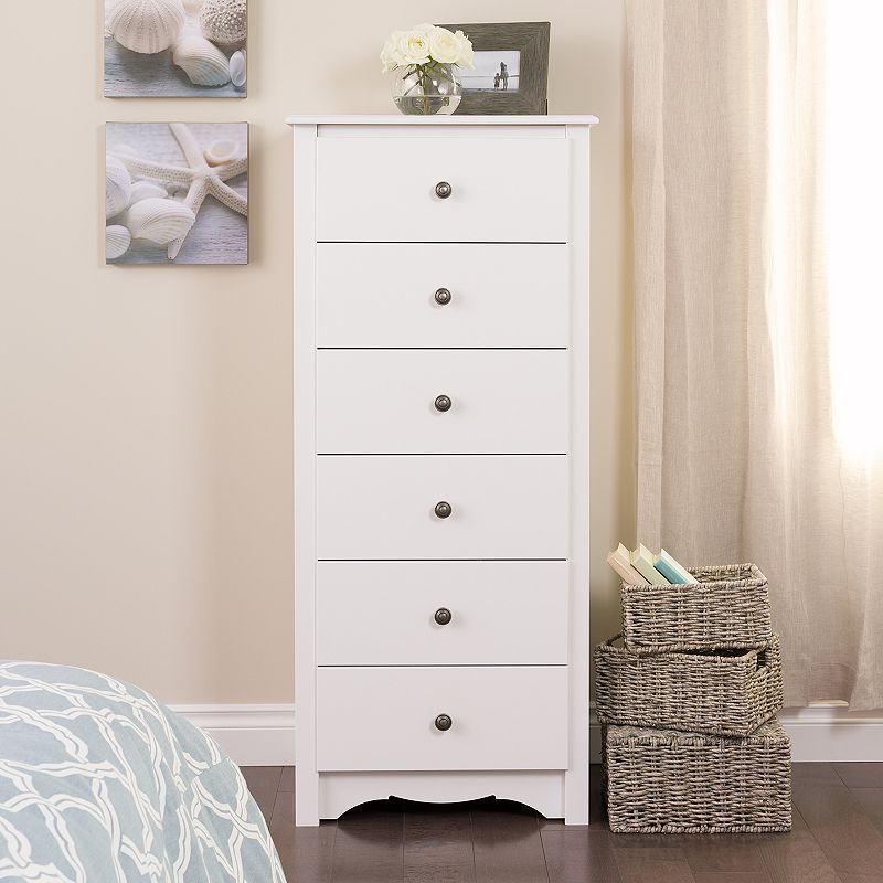 Prepac Monterey 6-Drawer Chest, White, Furniture