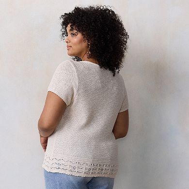 Plus Size LC Lauren Conrad Short Sleeve Henley Sweater Tee