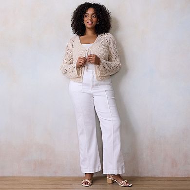 Plus Size LC Lauren Conrad Scallop Hem Tie Front Cardigan