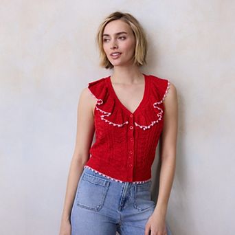 Women's LC Lauren Conrad Ruffle Sweater Vest