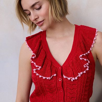 Women's LC Lauren Conrad Ruffle Sweater Vest