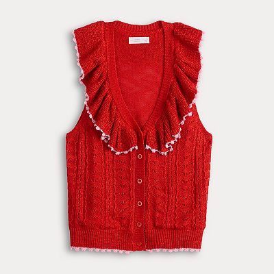 Women's LC Lauren Conrad Ruffle Sweater Vest