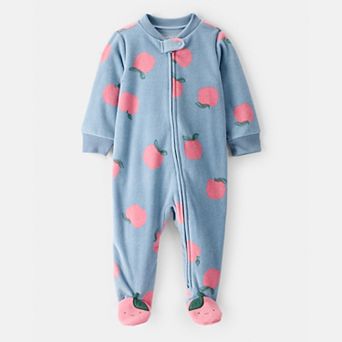 Baby Girl Carter's Print Loose Fit Long-Sleeve Sleep & Play One-Piece Pajamas