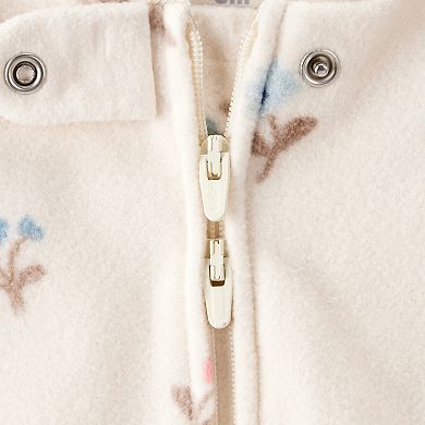 Baby Girl Carter's Floral Print Loose Fit Long-Sleeve 2-Way Zip Sleep & Play