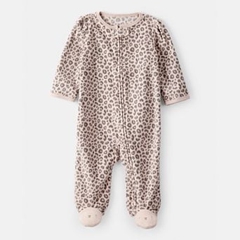Baby Girl Carter's Leopard Print Loose Fit Long-Sleeve Sleep & Play Pajamas