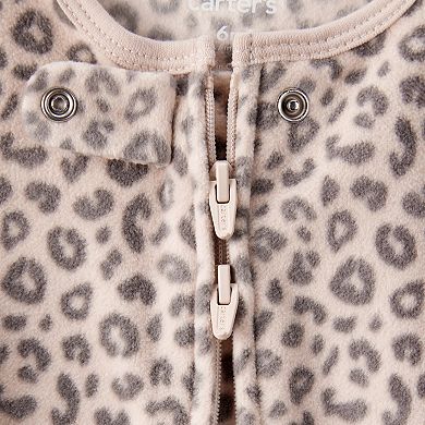 Baby Girl Carter's Leopard Print Loose Fit Long-Sleeve Sleep & Play Pajamas