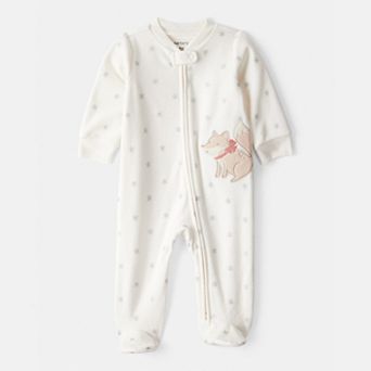 Baby Girl Carter's One Piece Fox Sparkle Print Loose Fit Long-Sleeve Sleep & Play Pajamas