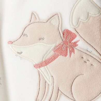 Baby Girl Carter's One Piece Fox Sparkle Print Loose Fit Long-Sleeve Sleep & Play Pajamas