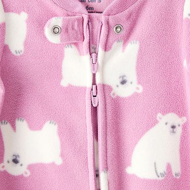 Baby Girl Carter's One Piece Polar Bear Print Loose Fit Long-Sleeve Sleep & Play Pajamas