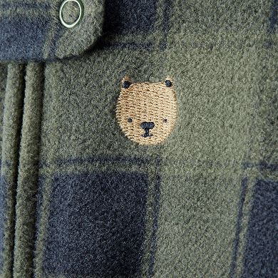 Baby Boy Carter’s One Piece Bear Plaid Print Loose Fit Long-Sleeve Sleep & Play Pajamas