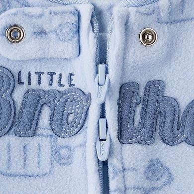 Baby Boy Carter's Firetruck Little Brother Print Loose Fit Long-Sleeve Sleep & Play