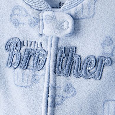 Baby Boy Carter's Firetruck Little Brother Print Loose Fit Long-Sleeve Sleep & Play