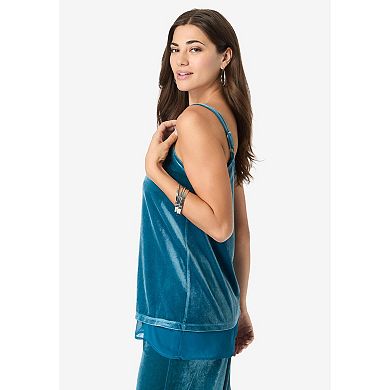 Roaman's Women's Plus Size Velour Cami