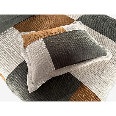 BrylaneHome Modern Velvet Patchwork Sham