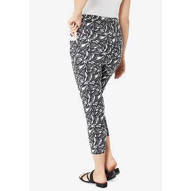 Roaman's Women's Plus Size Side-Pocket Essential Capri Legging