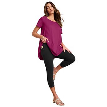 Roaman's Women's Plus Size Side-Pocket Essential Capri Legging